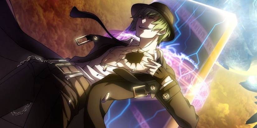 Hazama showing his chest