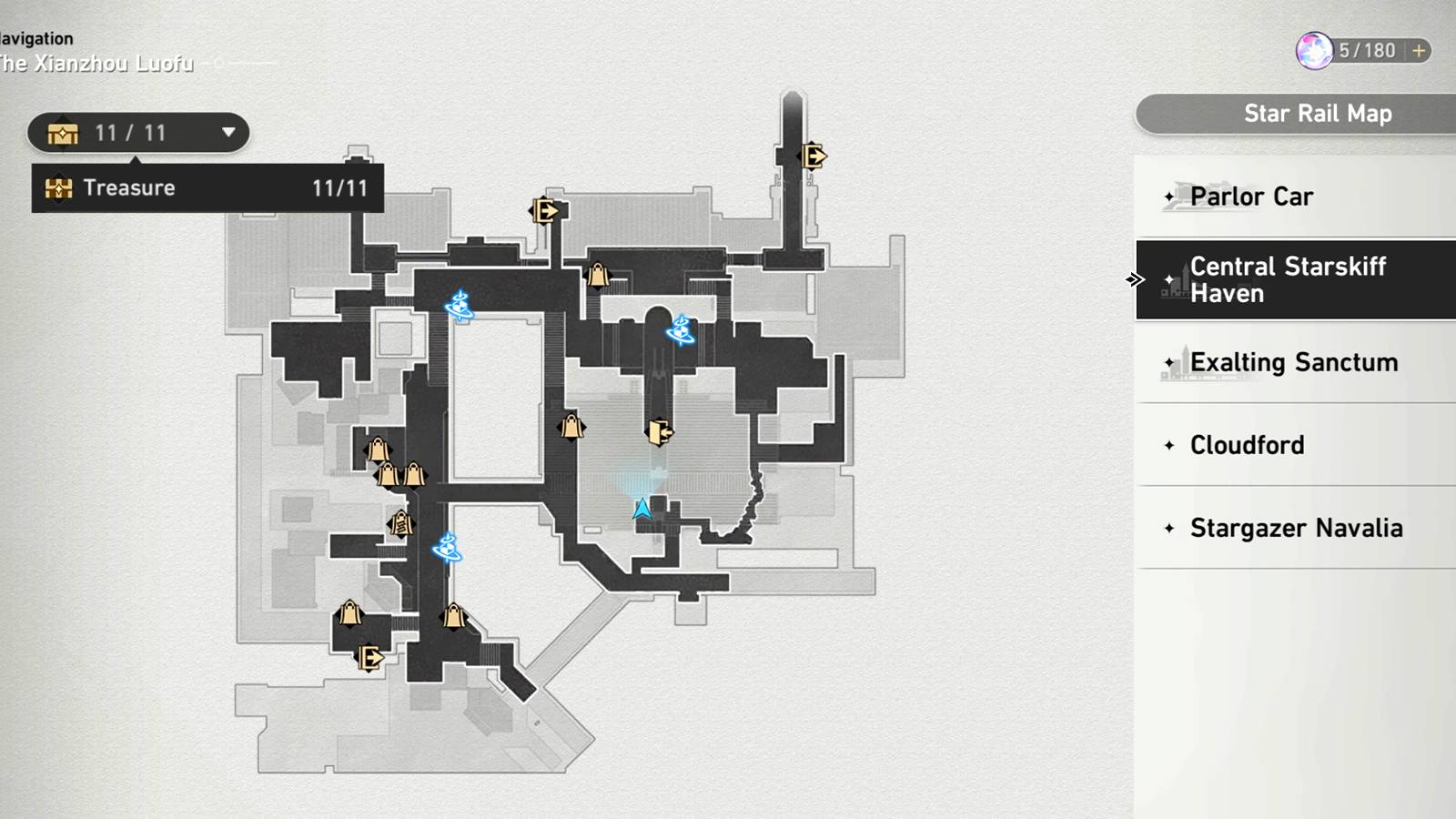 honkai star rail central starskiff haven treasures locations