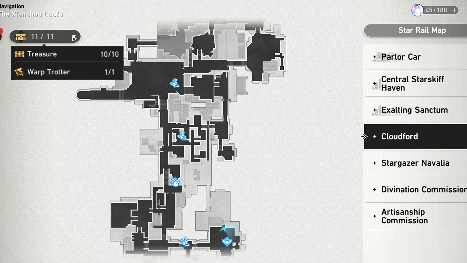 honkai star rail cloudford treasures and warp trotter locations