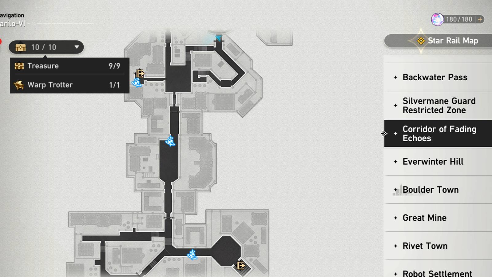 honkai star rail corridor of fading echoes treasures and warp trotter locations