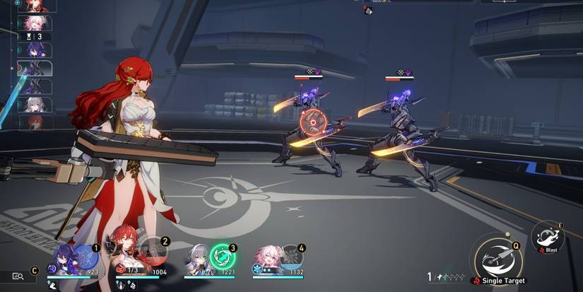 Himeko fighting the Antimatter Legion in Honkai: Star Rail.
