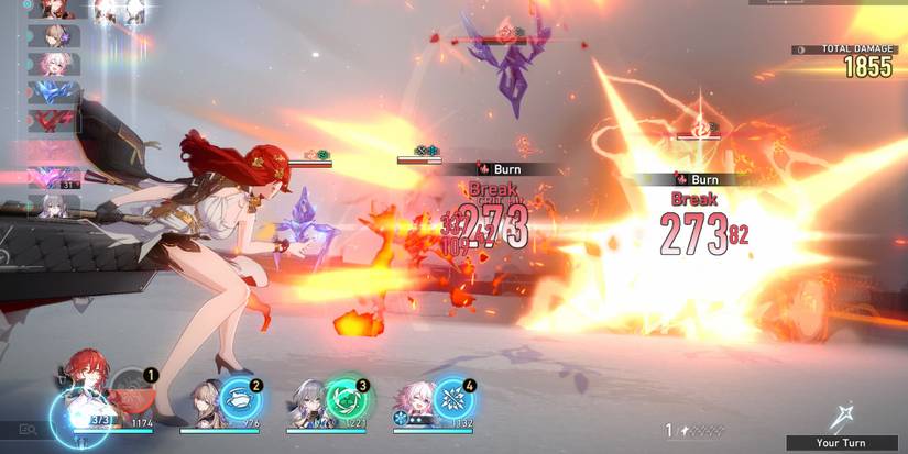 Himeko fighting in Honkai: Star Rail