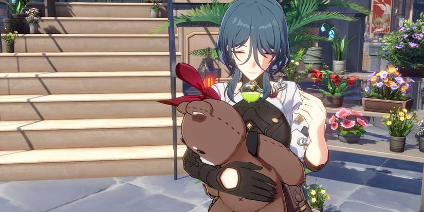 Natasha in front of a flower shop in Honkai Star Rail