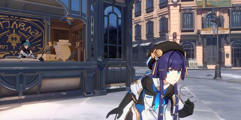 Pela catching her glasses in Honkai: Star Rail