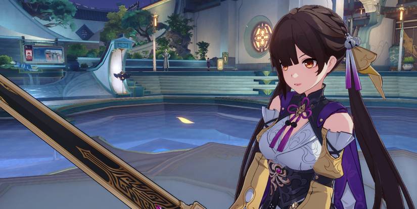 Sushang admiring her sword in Honkai: Star Rail