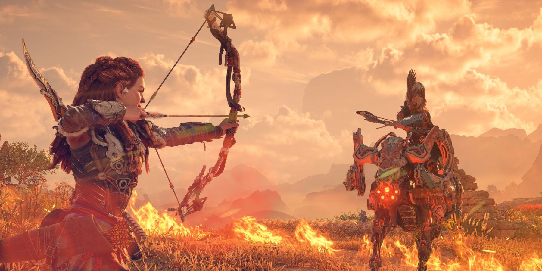 Aloy encountering a hostile tribesman