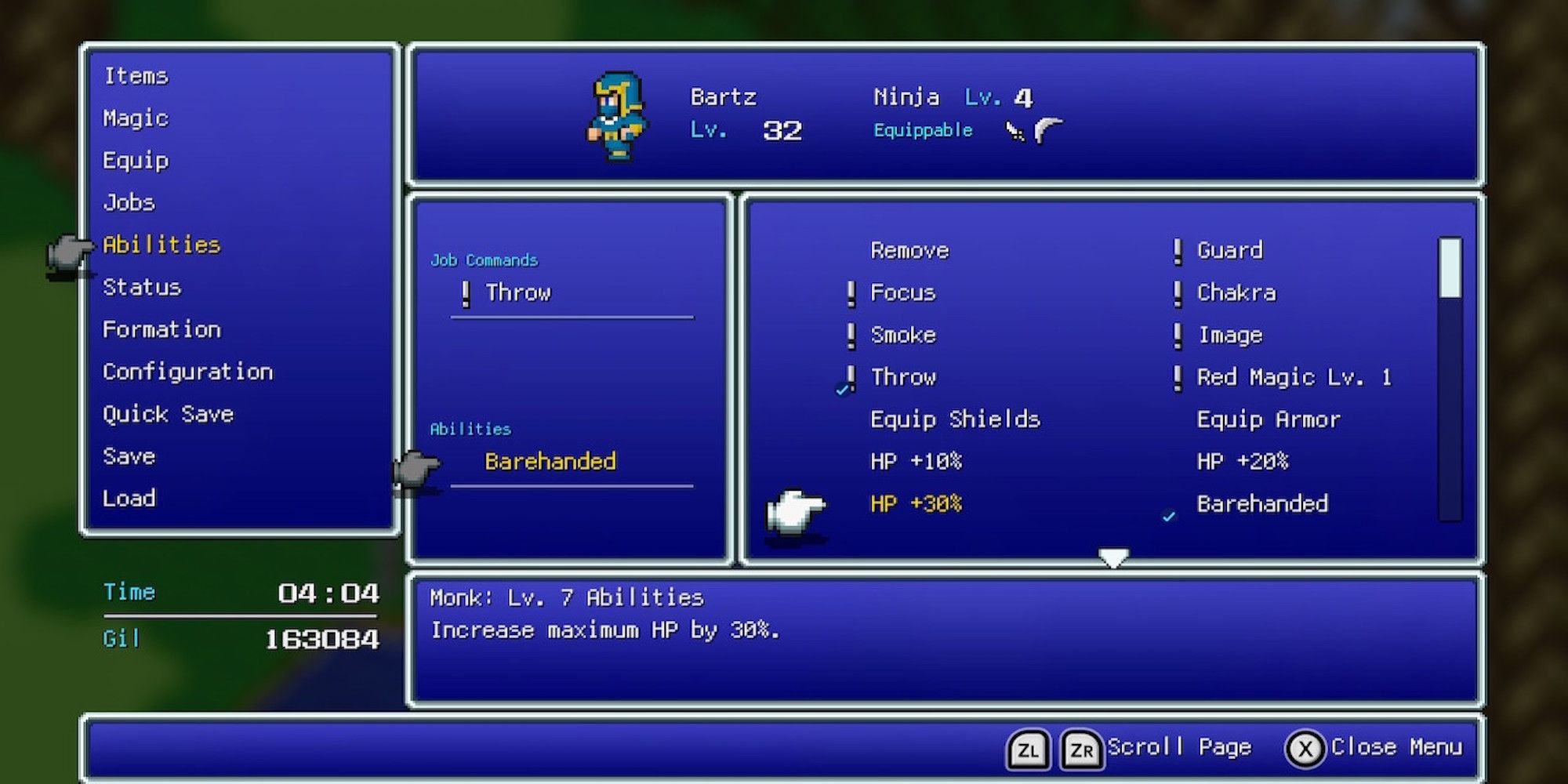 HP +30% ability in Final Fantasy 5