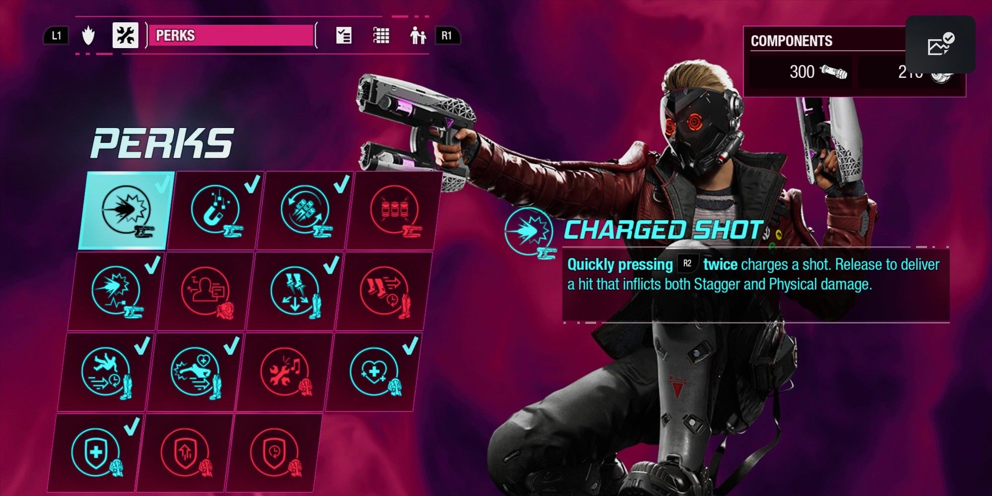 the charged shot perk on the perks screen
