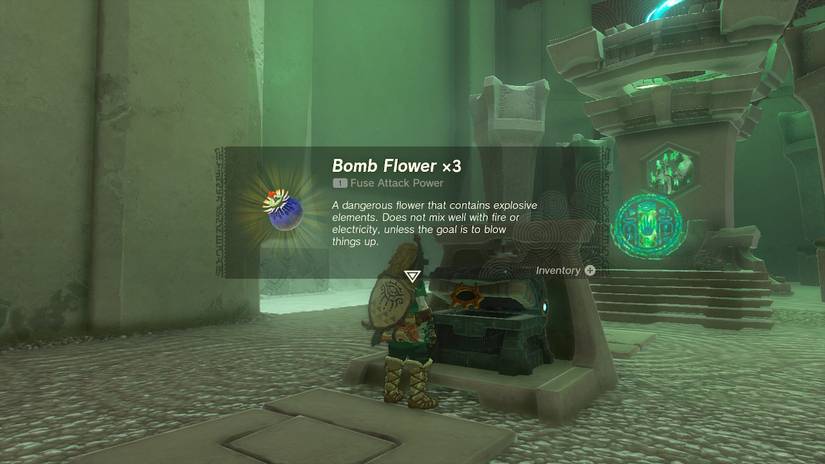 zelda tears of the kingdom yamiyo shrine bomb flower chest