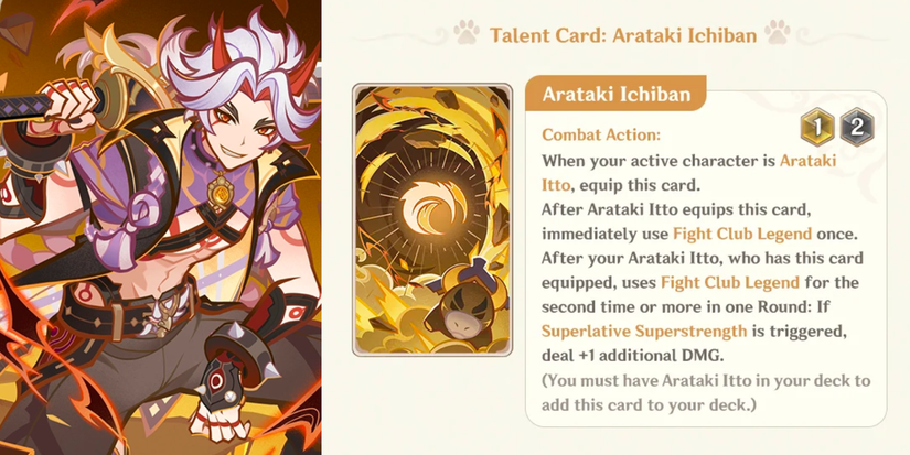 itto talent card genshin impact tcg