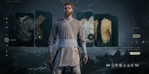 cal wearing the jedi robes outfit