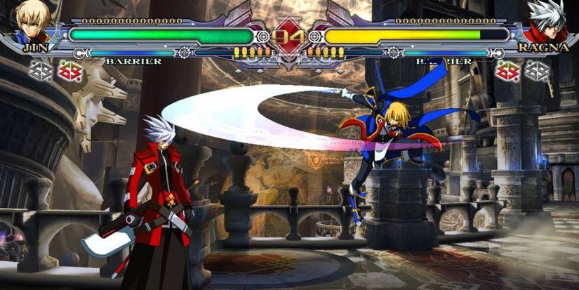 Jin Kisaragi battling Ragna the Bloodedge