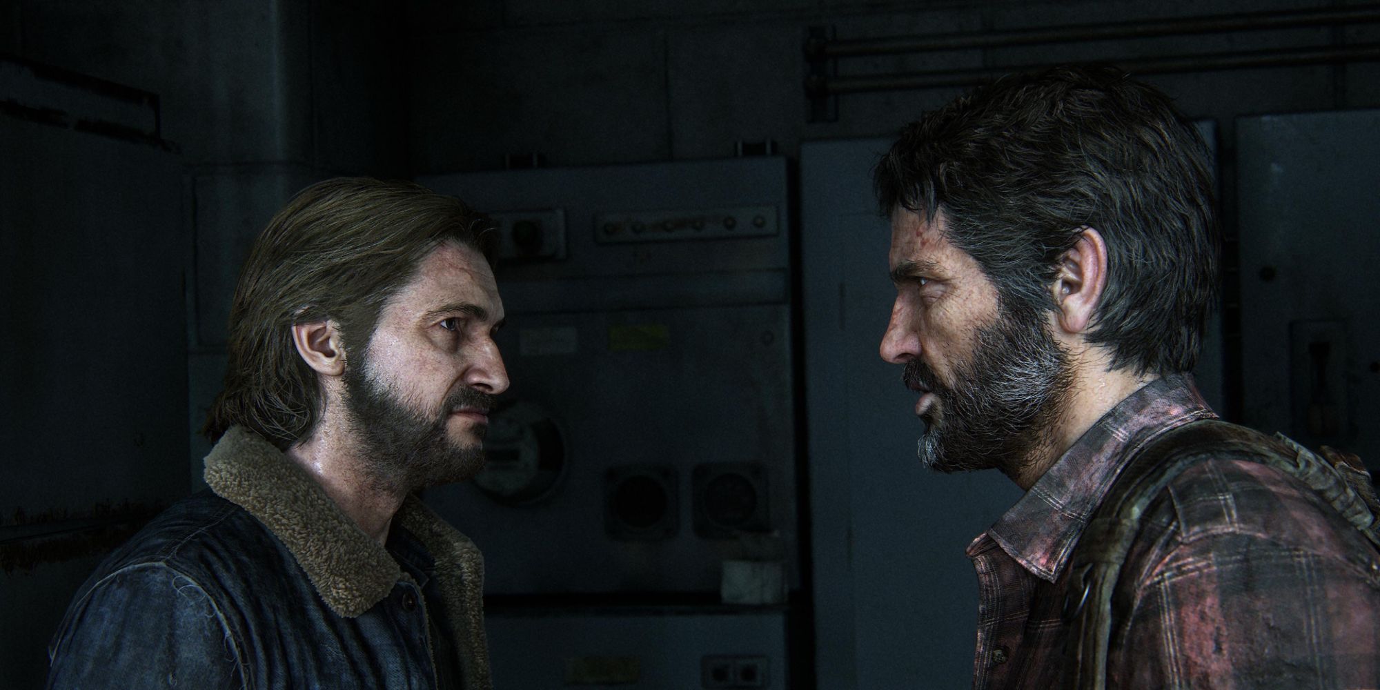 Tommy and Joel in the middle of a tense argument in The Last Of Us