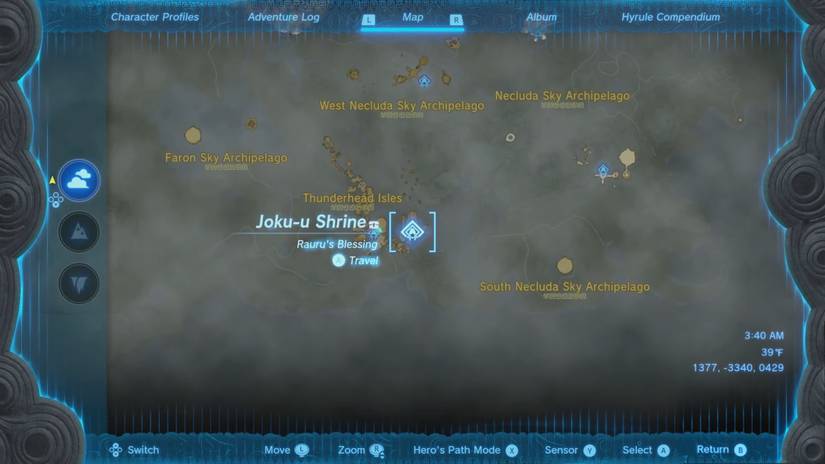 zelda tears of the kingdom joku-u shrine location