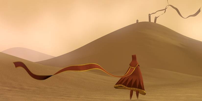 Journey Character Overlooking Mountain