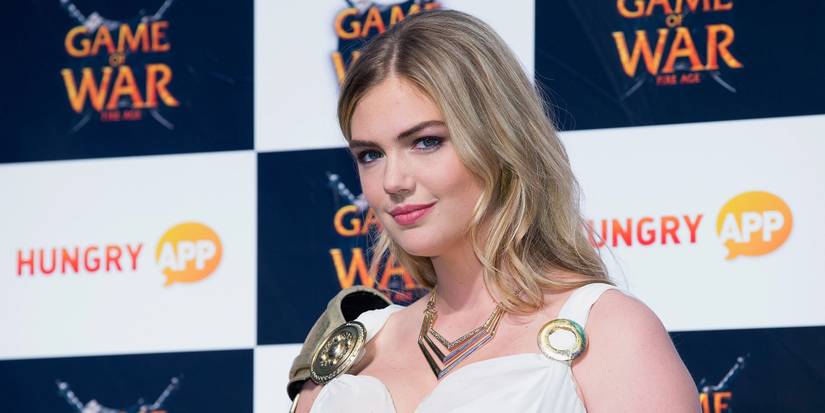Kate Upton is costume at a Game of War event