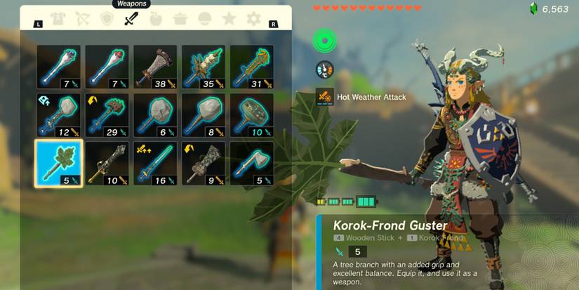 Link wields Korok-Frond Guster