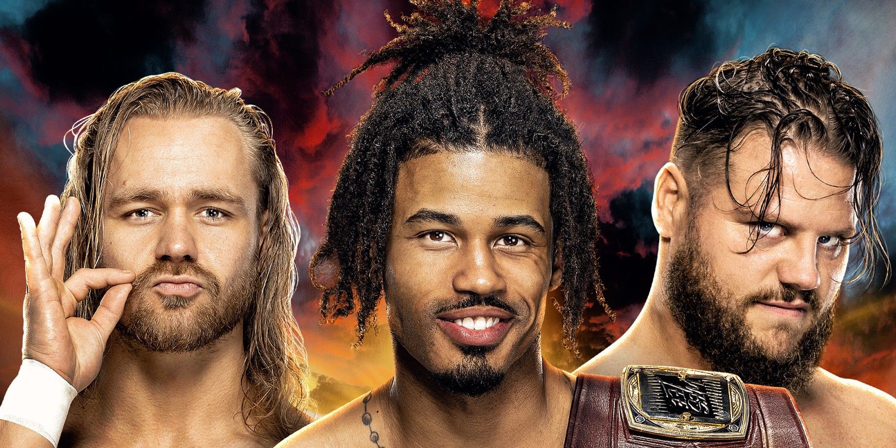 Tyler Bate, Wes Lee, and Joe Gacy NXT Battleground 2023 graphic for the North American Championship
