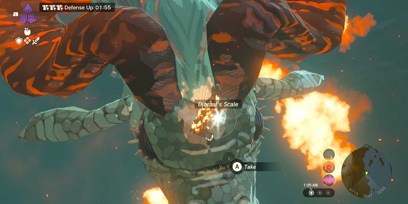 Legend of Zelda Tears of the Kindom - Knocking A Scale Off By Hitting Dinraal's Forehead