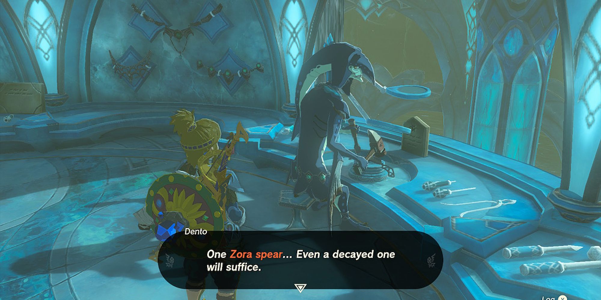 Legend of Zelda Tears of the Kingdom - Dento mentions that he will need a Zora Spear