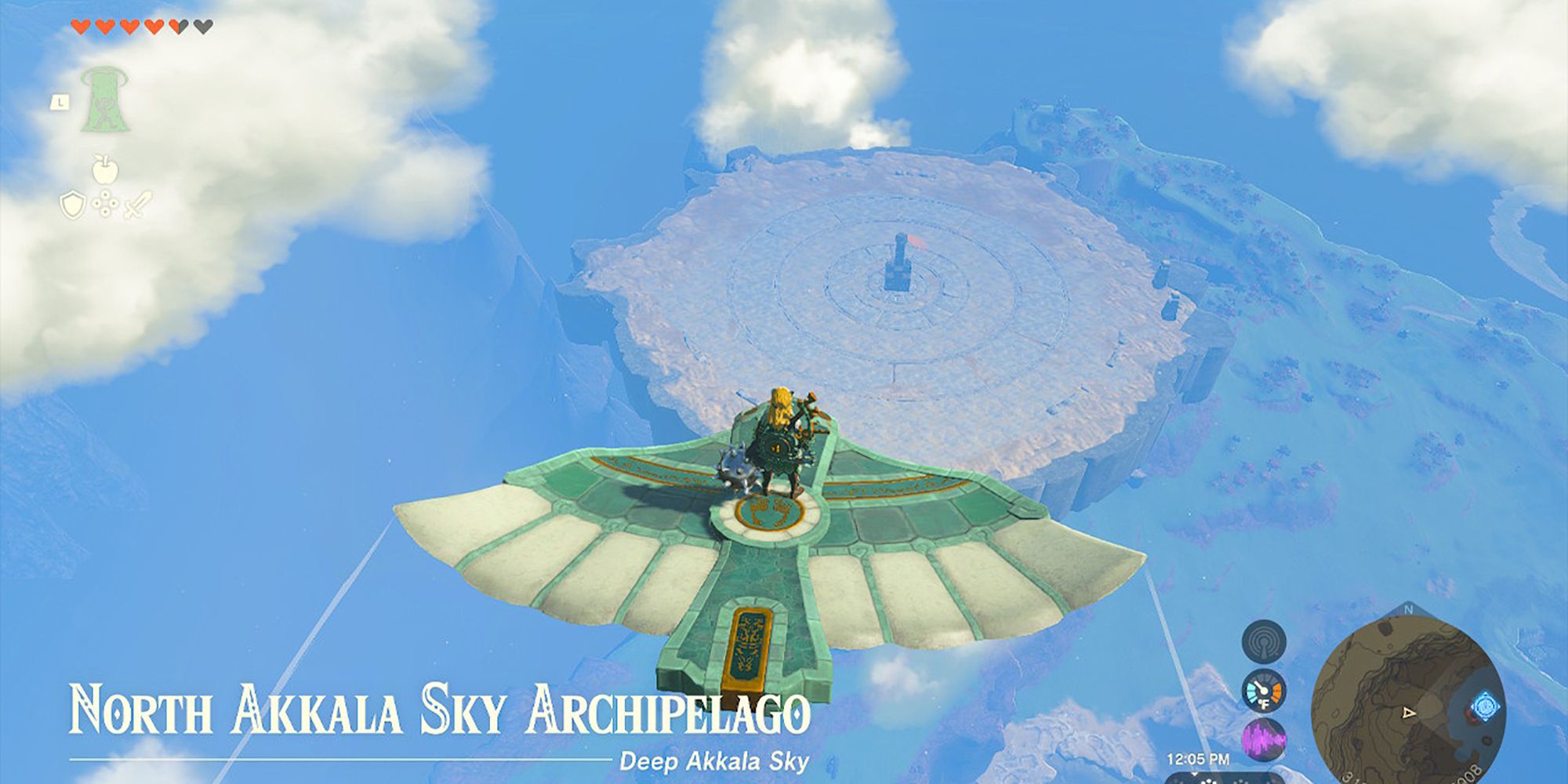Legend of Zelda Tears of the Kingdom - Flying to the Sky Archipelago, over the place where Dinraal likes to fly