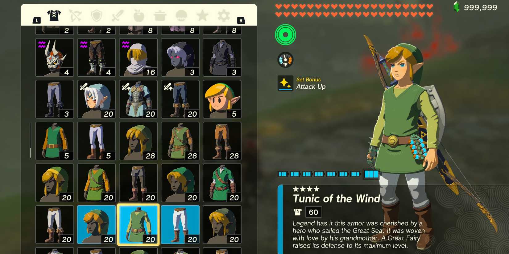 The Armor of the Wind Armor Set in The Legend of Zelda: Tears of the Kingdom
