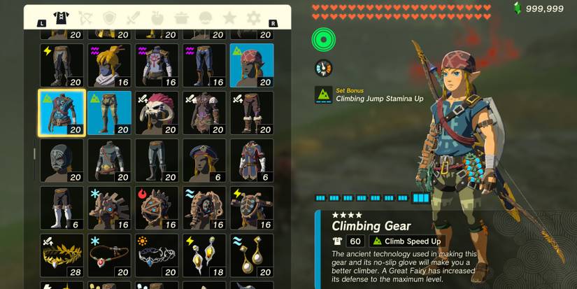 The Climbing Gear Armor Set in The Legend of Zelda: Tears of the Kingdom