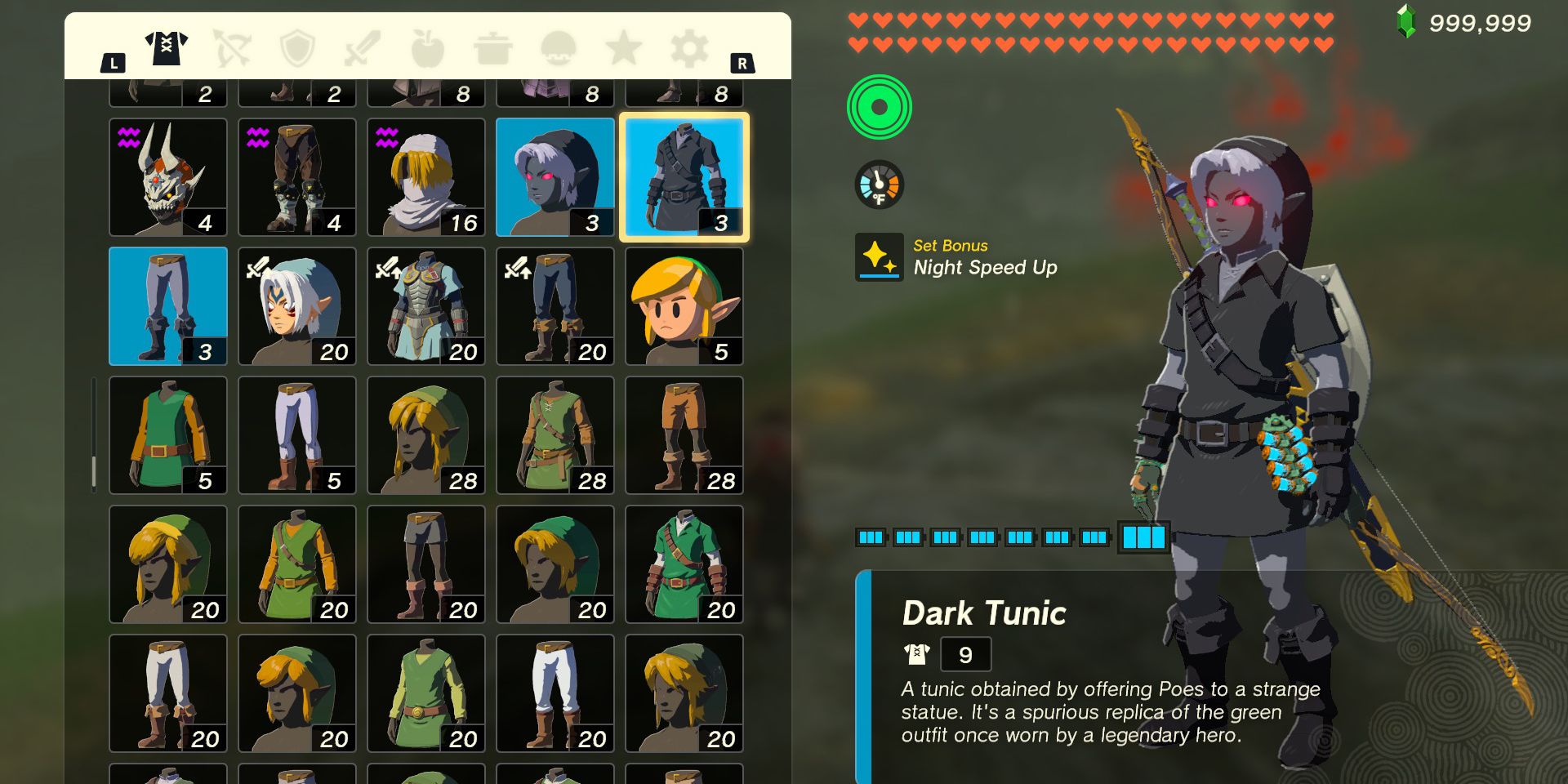 The dark armor set in The Legend of Zelda: Tears of the Kingdom