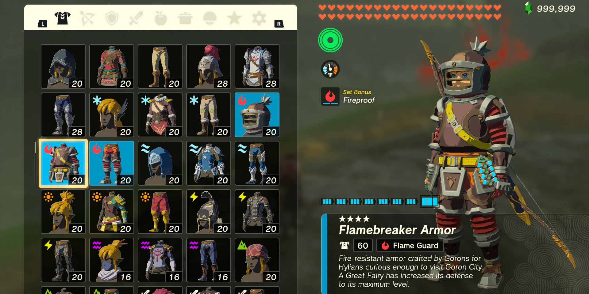 The Flamebreaker armor set in The Legend of Zelda: Tears of the Kingdom