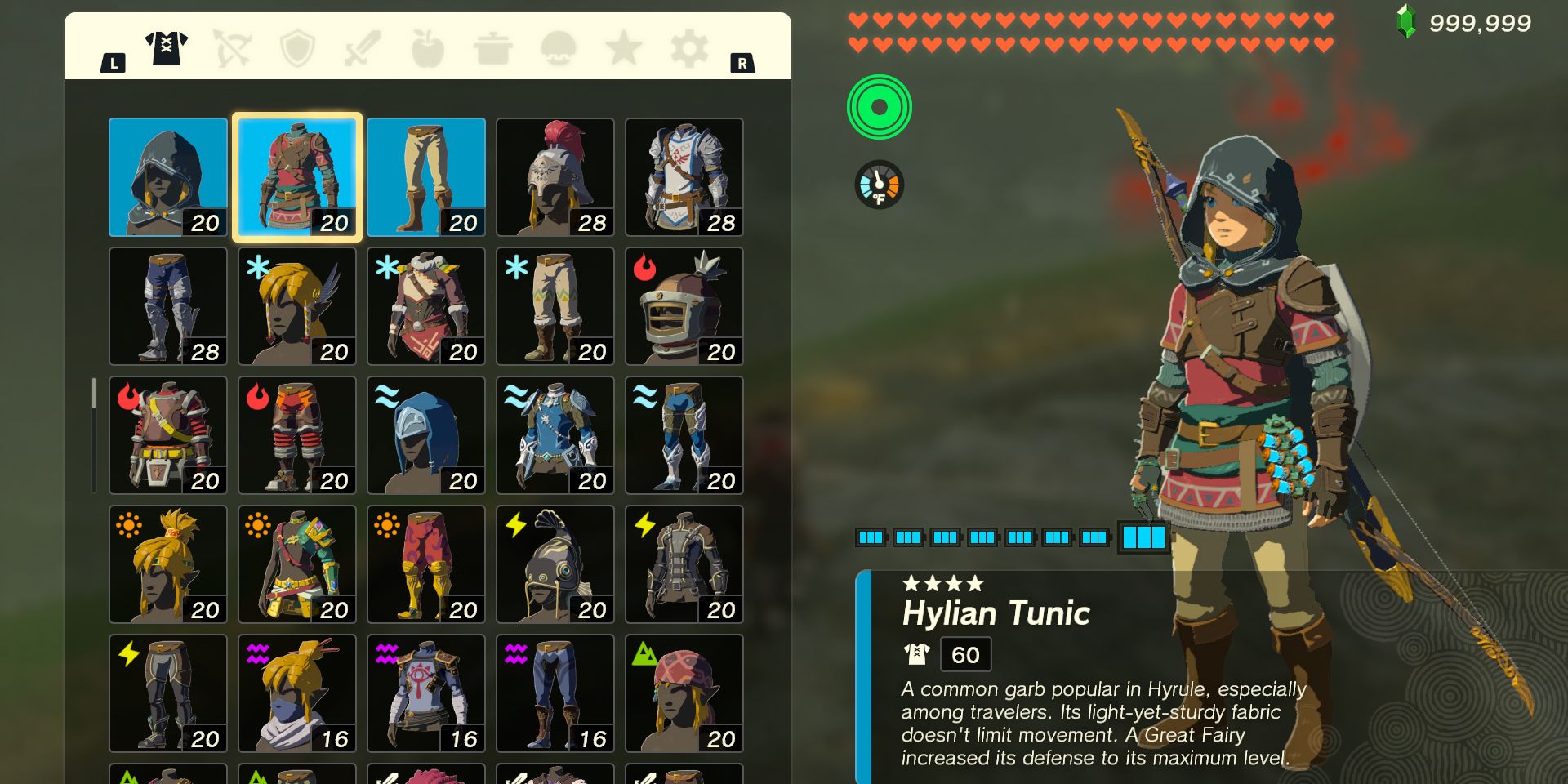 The Hylian armor set in The Legend of Zelda: Tears of the Kingdom