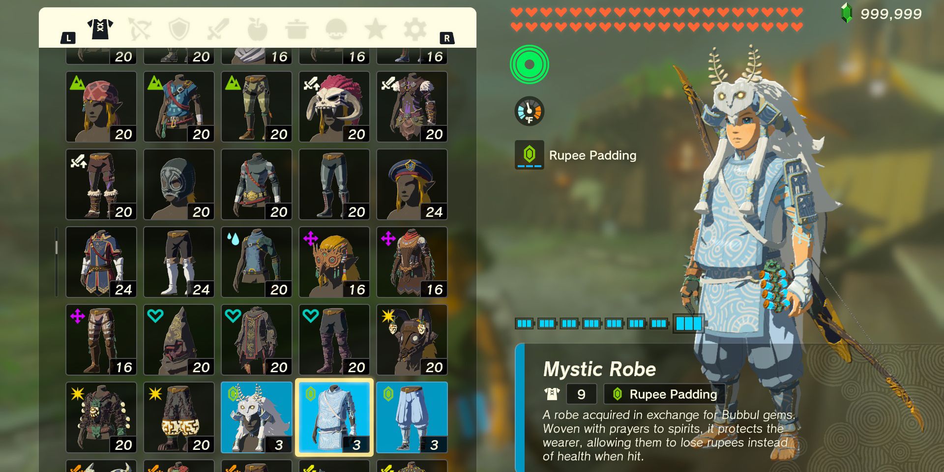 The mystical armor set in The Legend of Zelda: Tears of the Kingdom