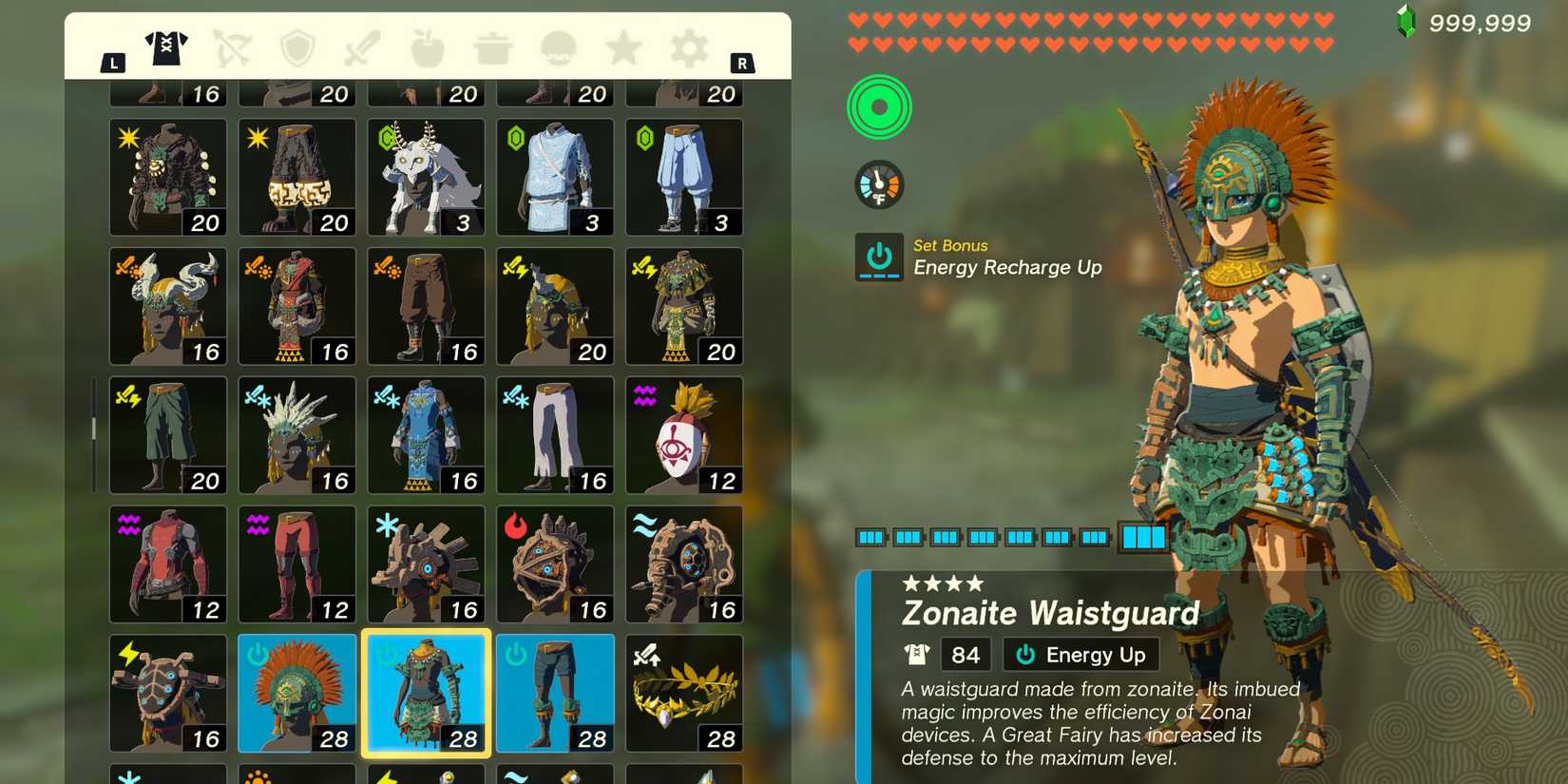 The Zonaite Armor Set in The Legend of Zelda: Tears of the Kingdom