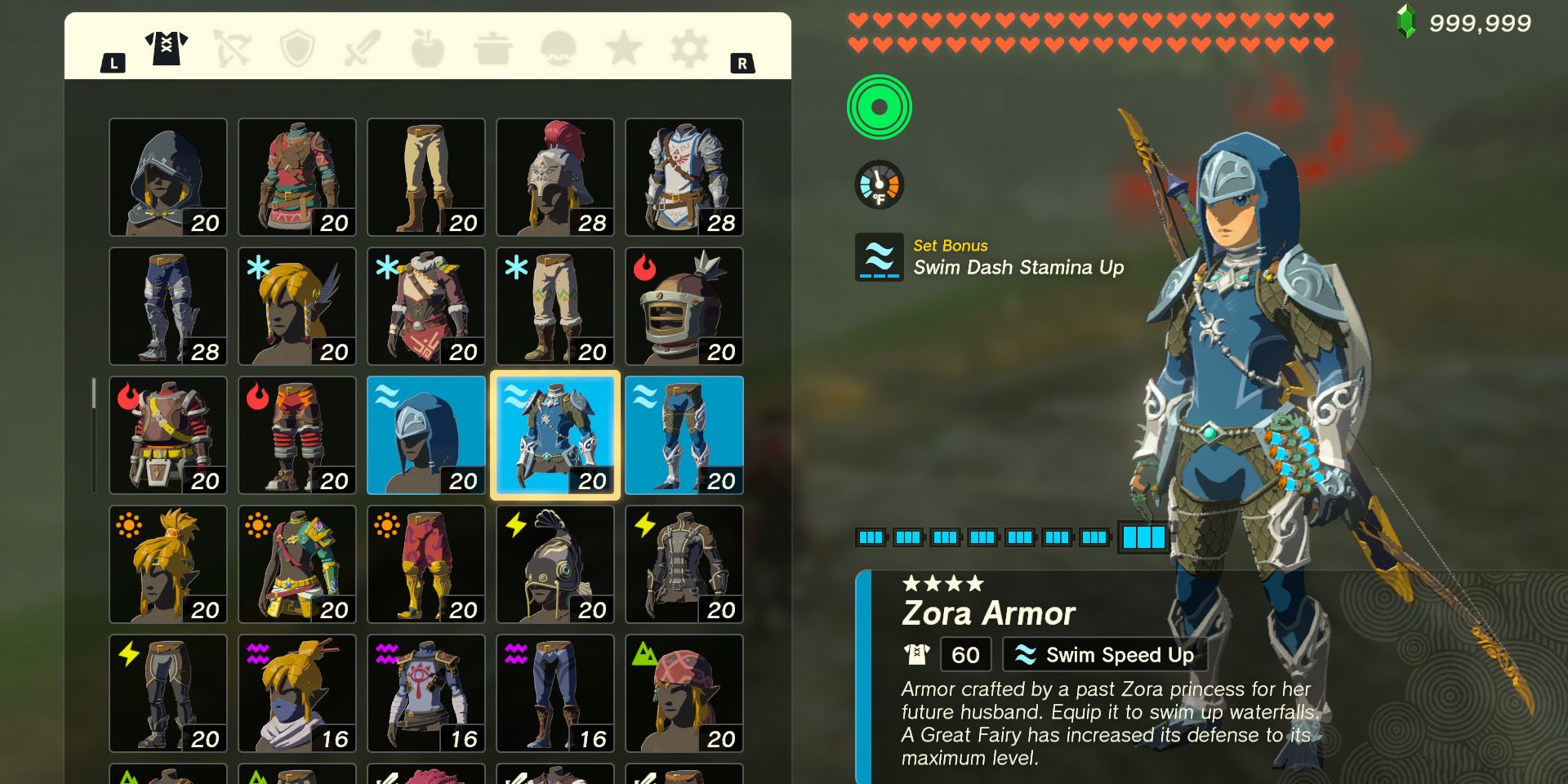 The Zora Armor Set in The Legend of Zelda: Tears of the Kingdom