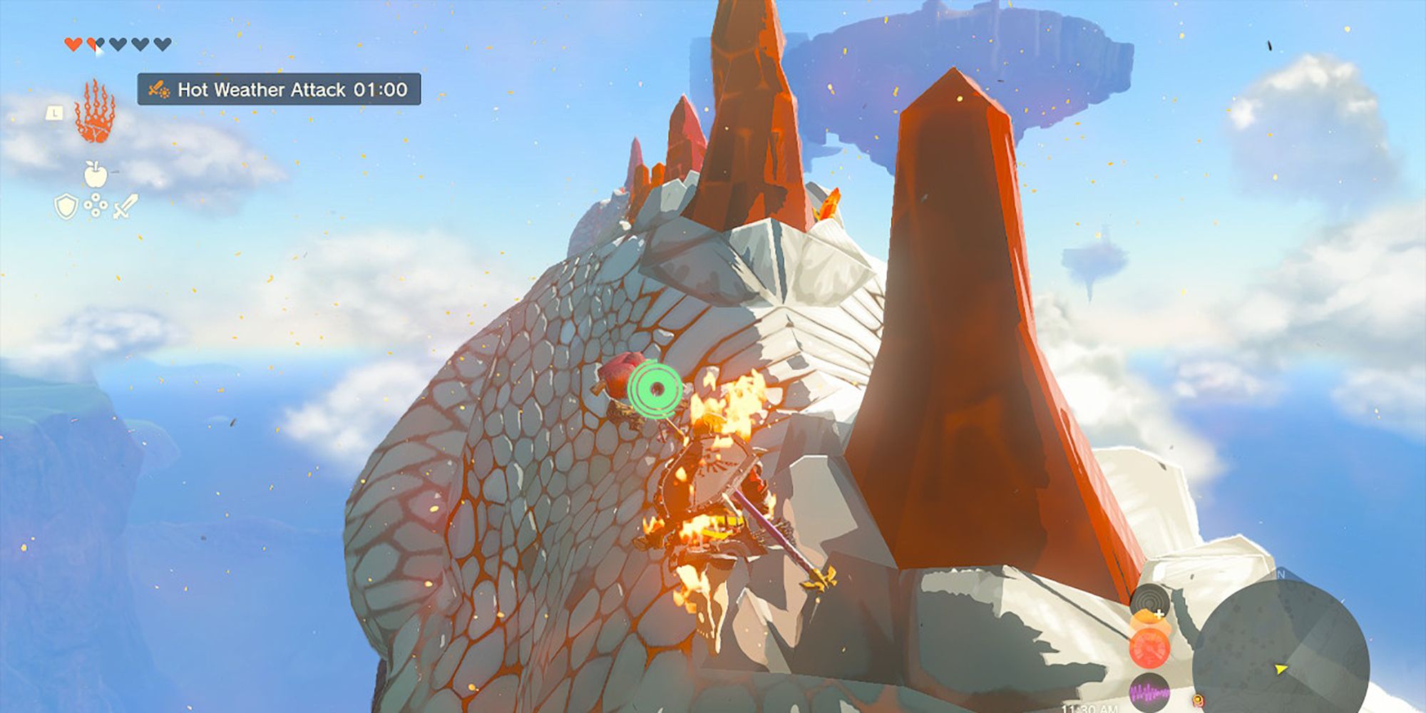Legend of Zelda Tears of the Kingdom - Walking Along Dinraal's Back On Fire
