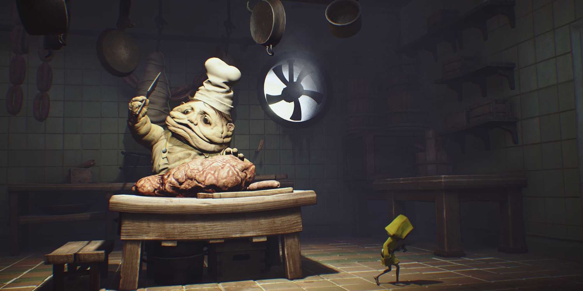Six berlari melewati koki di Little Nightmares
