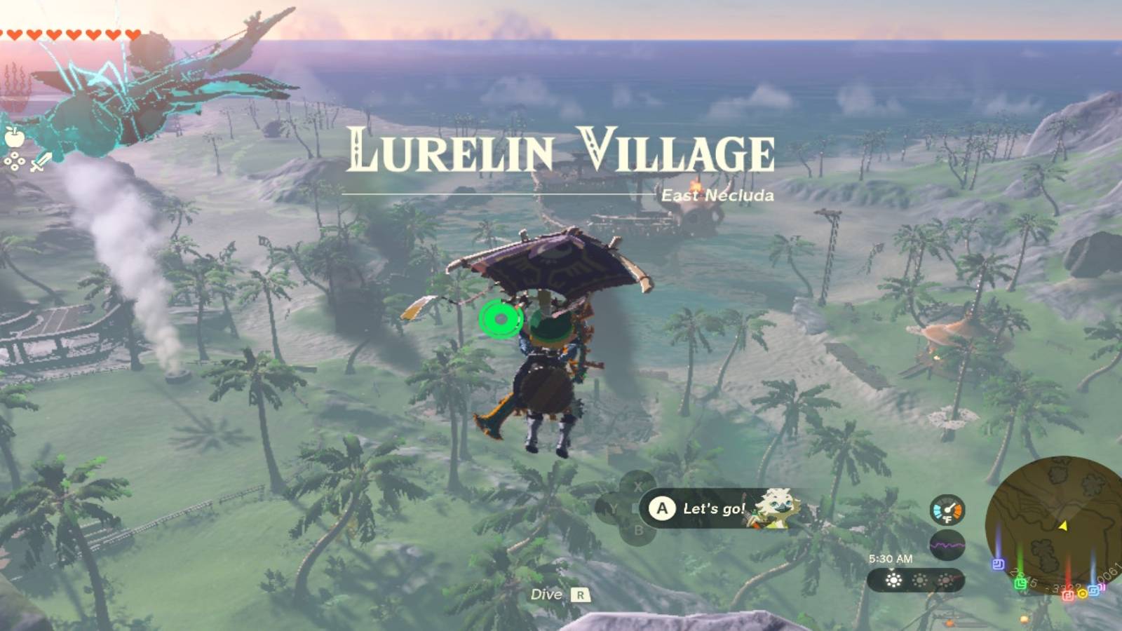 lurelin village link paraglider totk zelda location
