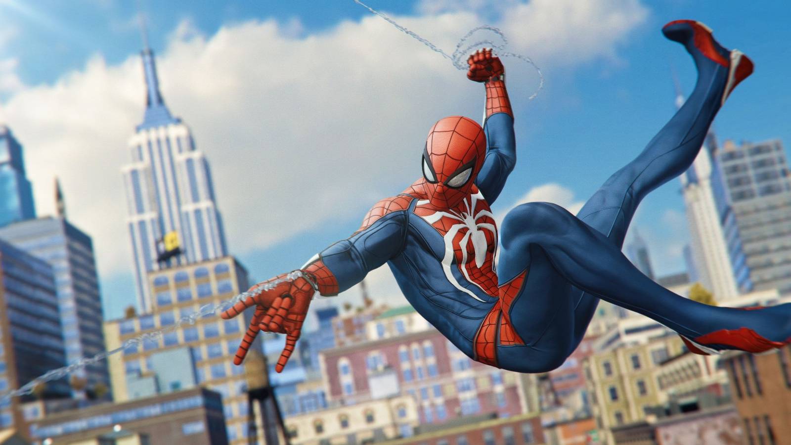 Marvel's Spider-Man swinging from his web