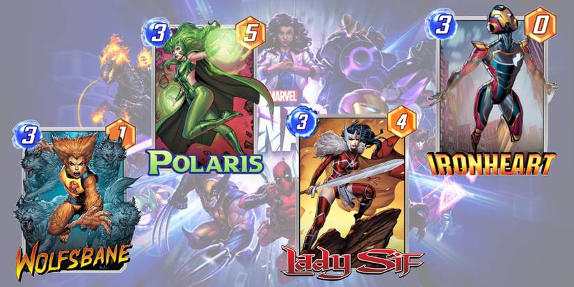 Marvel Snap Best Cards All Female Deck 3 Cost Cards Wolfsbane, Ironheart, Lady Sif, Polaris
