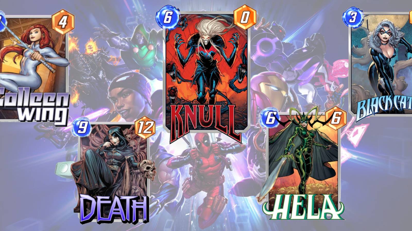 Marvel Snap Best Cards All Female Deck Best Combo Cards Death, Knull, Colleen Wing, Black Cat, and Hela