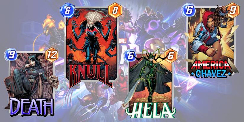 Marvel Snap Best Cards All Female Deck High Cost Cards America Chavez, Hela, Knull, Death
