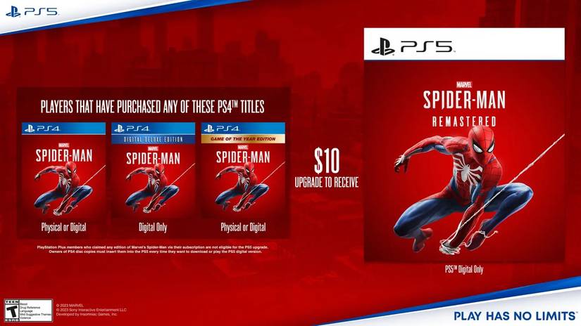 marvels spider man remastered upgrade path ps5