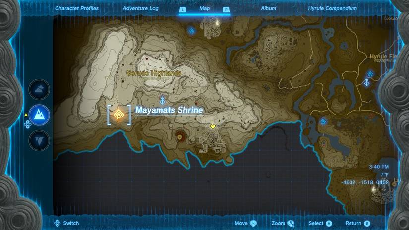mayamats shrine totk zelda location map