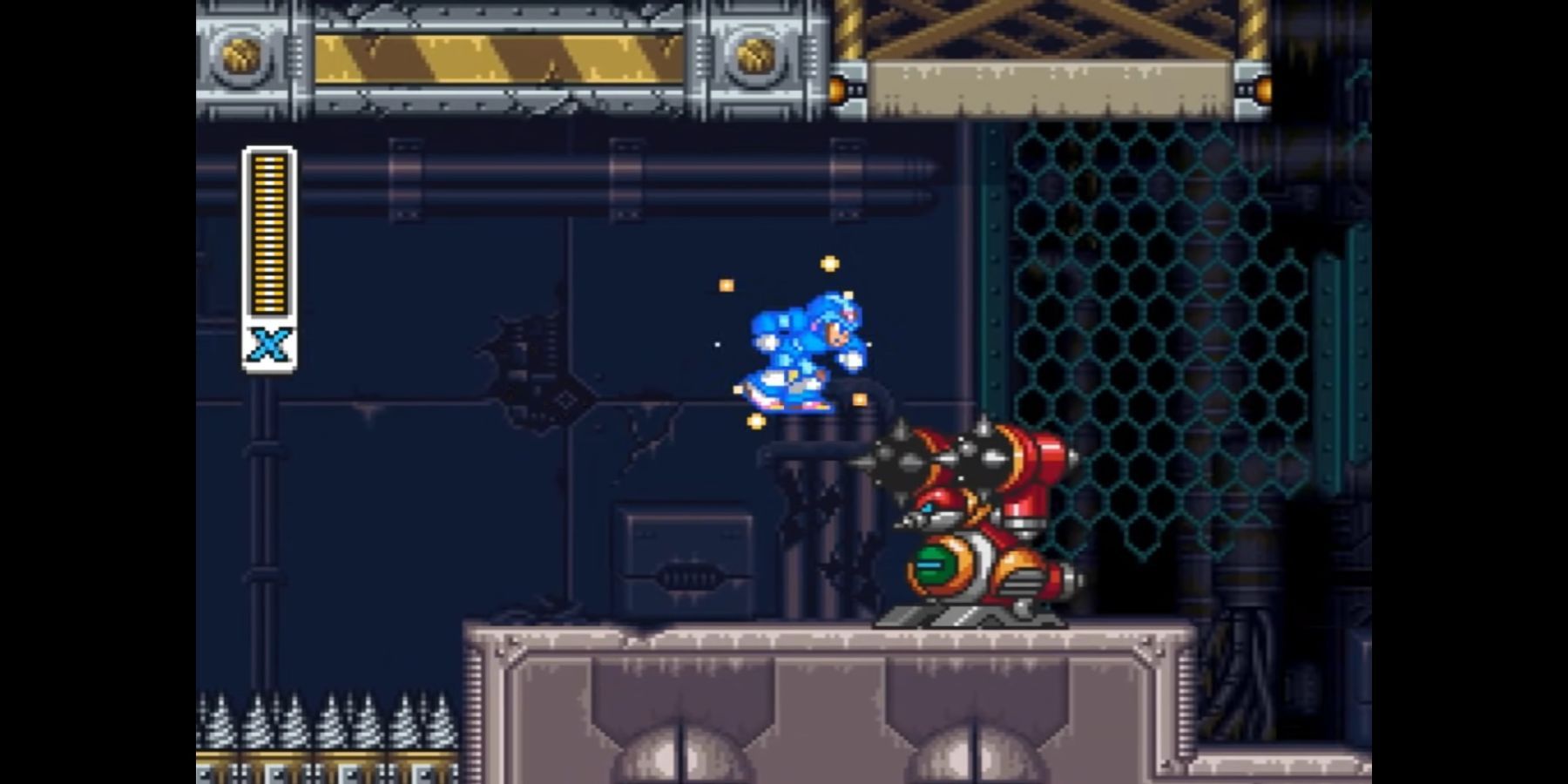 Mega Man encountering one of Dr Wily's robots