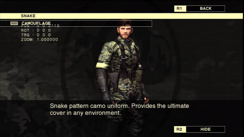 metal gear solid 3 camo menu