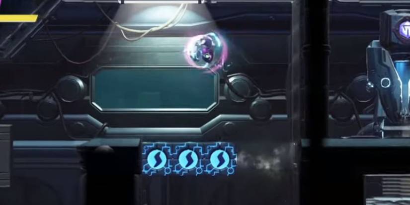 Samus executing a Screw Attack