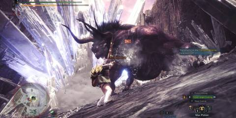 Behemoth and a monster hunter battling