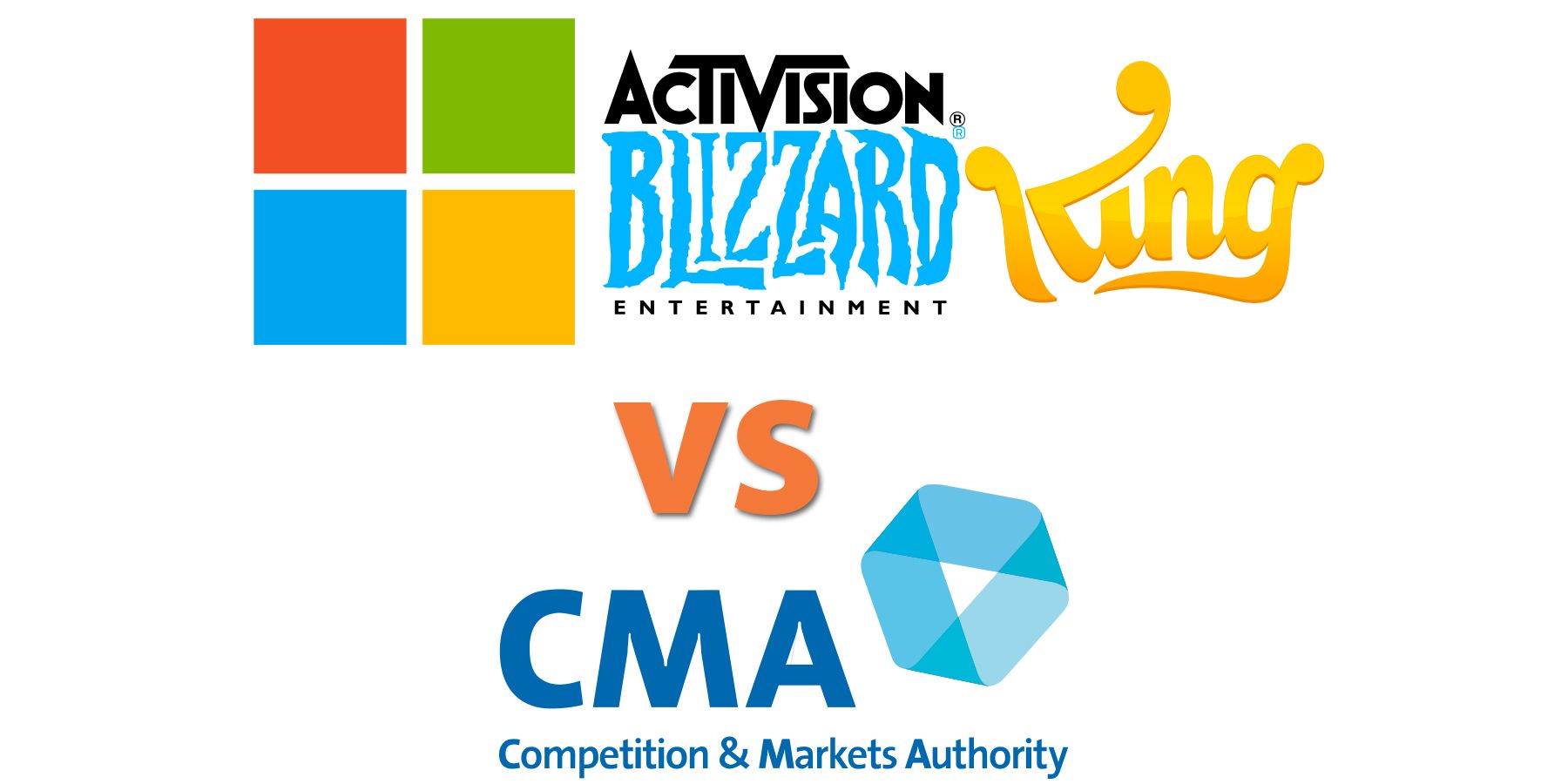 Microsoft Activision Blizzard King vs Competition and Markets Authority CMA logos