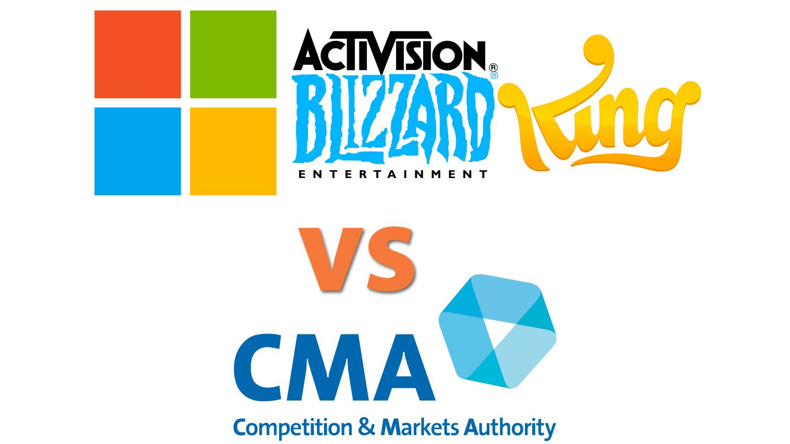Microsoft Activision Blizzard King vs Competition and Markets Authority CMA logos