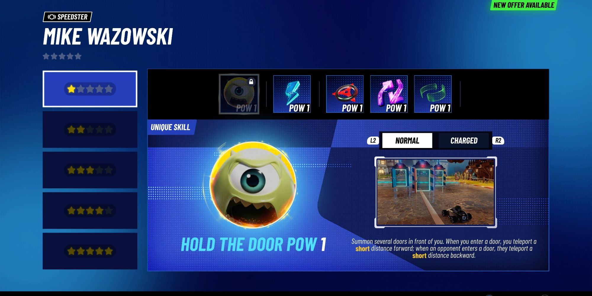 Mike Wazowski's unique skill in Disney Speedstorm, called Hold The Door