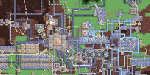 A large conveyor belt system in Mindustry